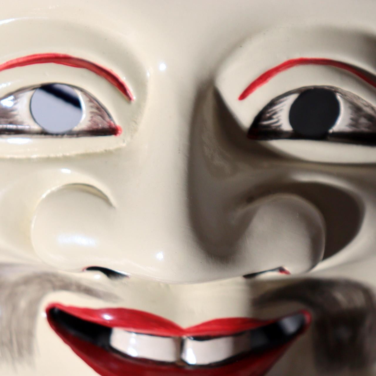 Japanese Carved Wooden Bitchu Kagura Mask Polychrome Tomobako MSK54810