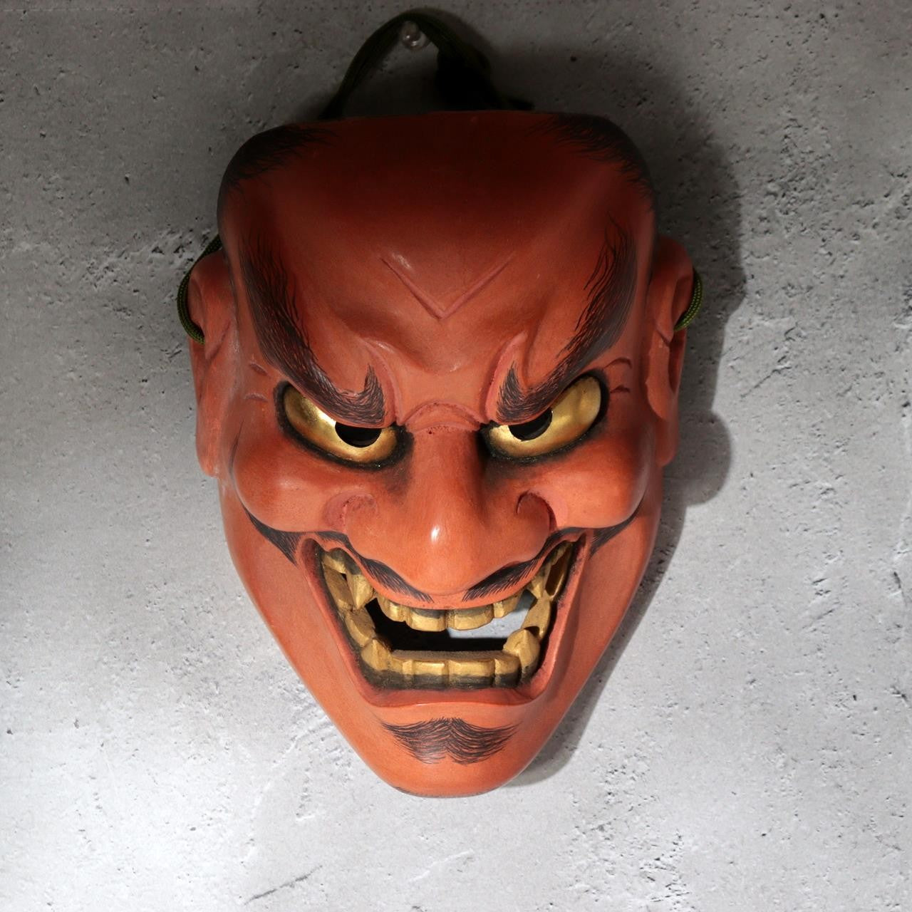 Japanese Wooden Noh Mask Hisomi Demon Male Nagahara Koin Silk Bag MSK5425