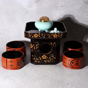 Japanese Buddhist Altar Incense Celadon Koro Burner Maki-e Sanbo Stand Bowls0