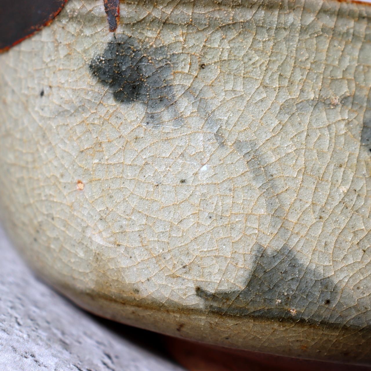 Antique Japanese Karatsu Tea Bowl Chawan Kihara Kiln Distorted Shape Box PCP27714