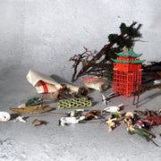 Vintage Japanese Bonkei Tenpai Miniature Figures Trees Suiseki Diorama Set BOSa67