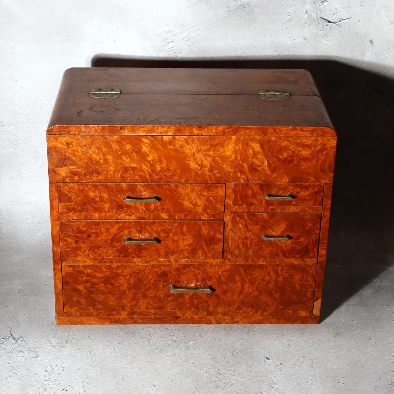 Japanese Vintage Wooden 3-Drawer Mini Tansu Hari-bako Sewing Box Organizer 31.5c7