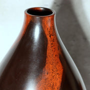 Japanese Bronze Vase Hoko Signed Abstract Red Black Splash Design Vintage BV7239