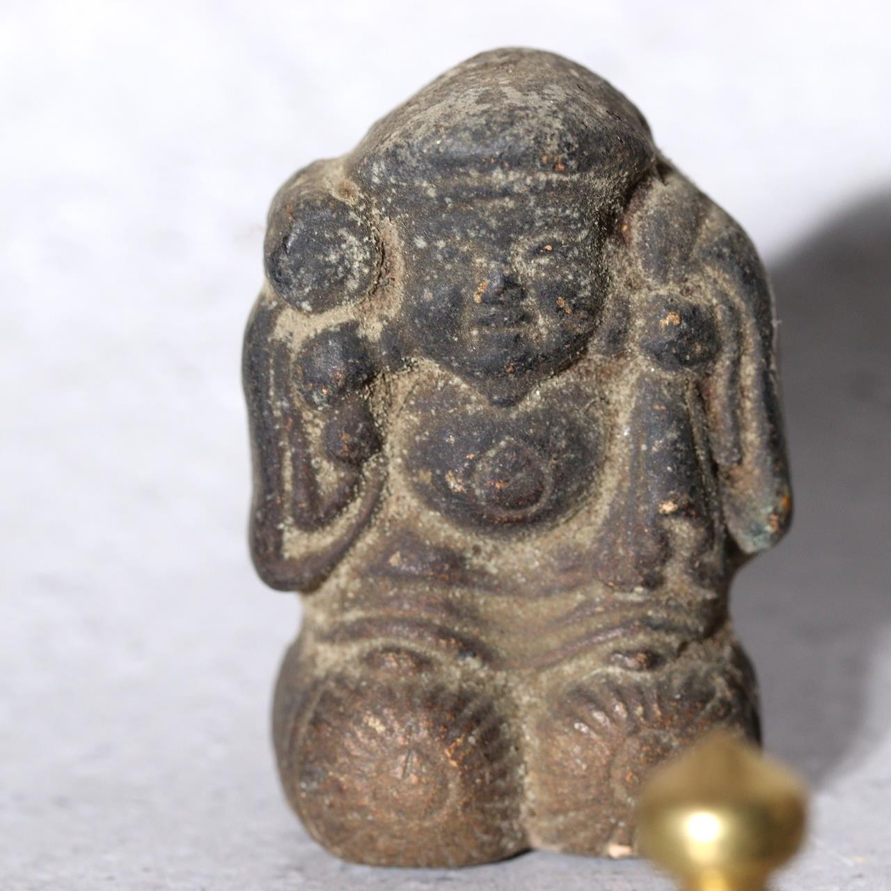 Antique Japanese Spiritual Miniature Collection Zushi Magatama Jade Daikoku14