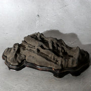 Japanese Suiseki Viewing Stone Mountain Landscape Shape with Wooden Daiza Base1
