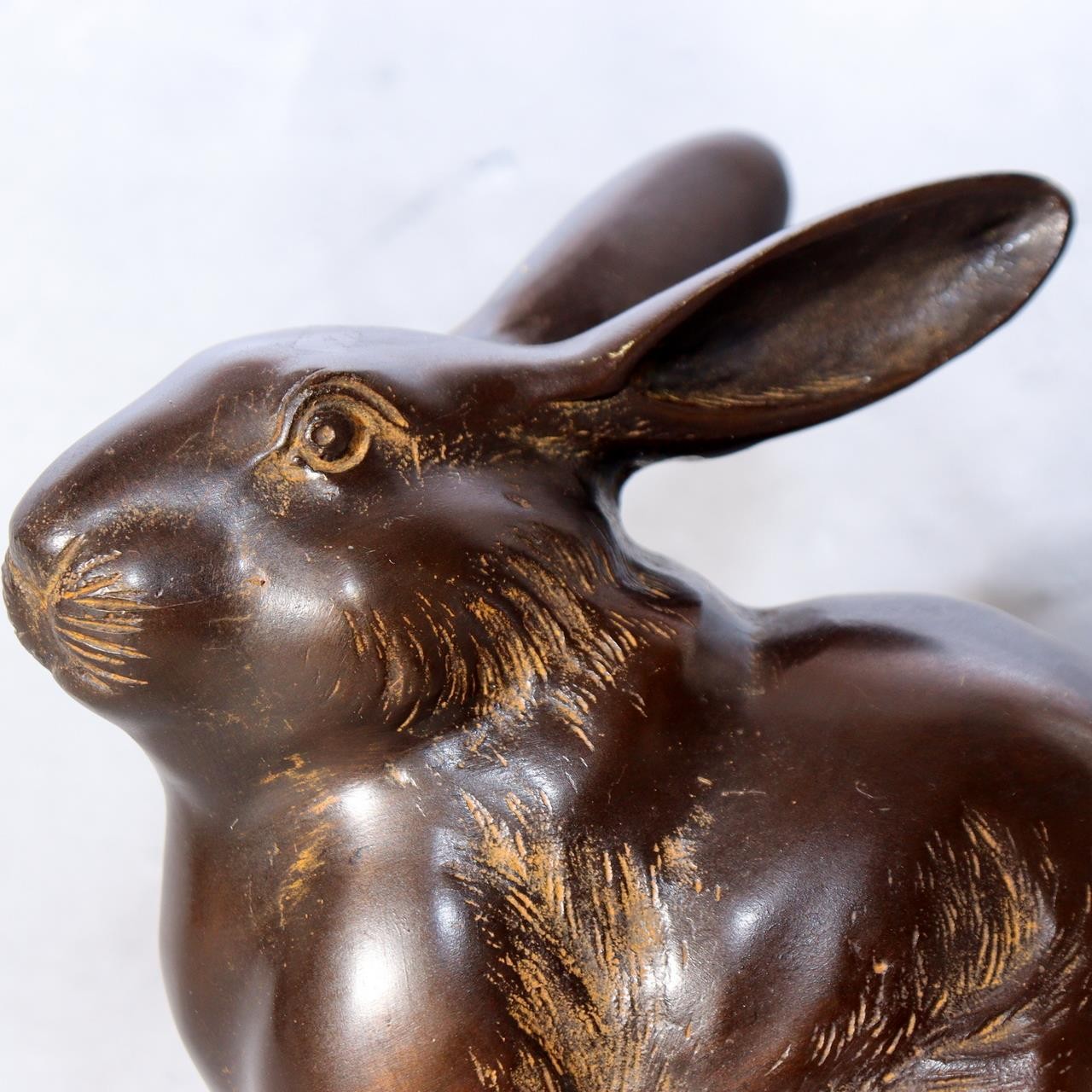 Vintage Japanese Bronze Rabbit Okimono Statue Figure 1140g BOSa4410