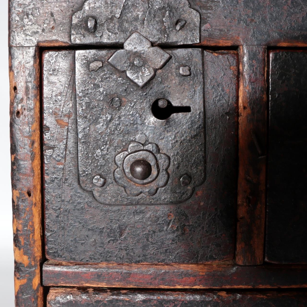 Antique Late Edo Japanese Wooden Black Kake Suzuri Portable Writing Box WO62112