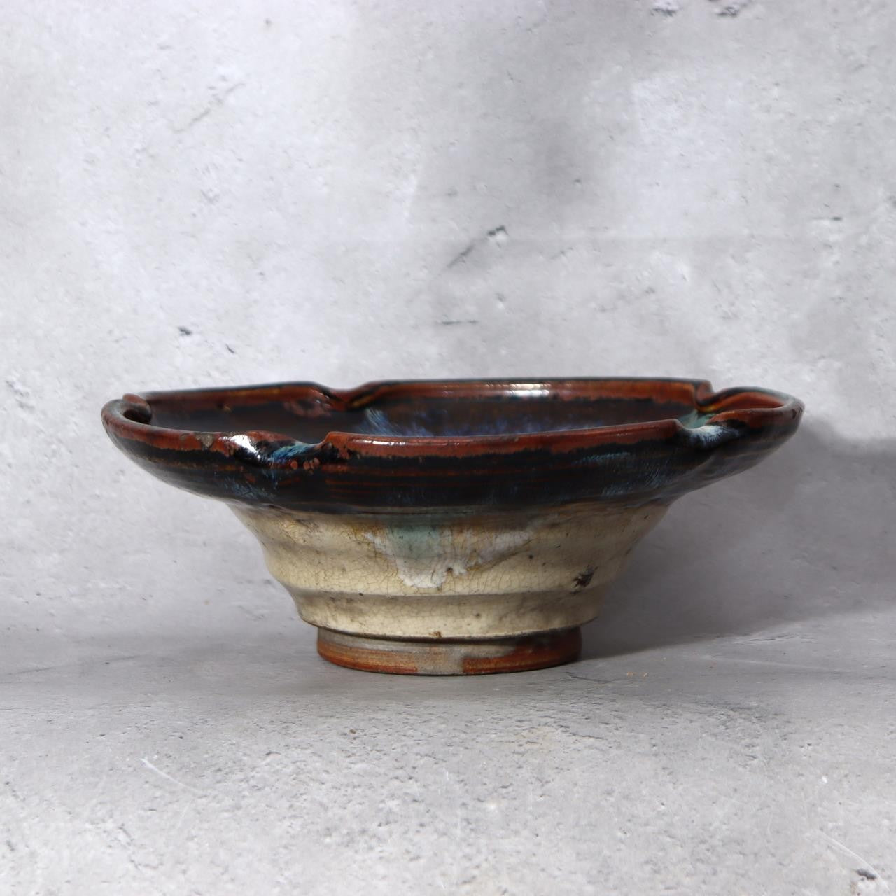 Japanese Antique Ceramic Bowl Wooden Box Kyushu-style Kiln-Effect Glaze Bowl14