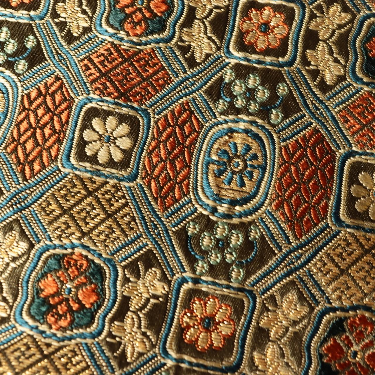 Japanese Antique Wooden Mask Female Woman Noh Kagura Style & Brocade Bag MSK5267