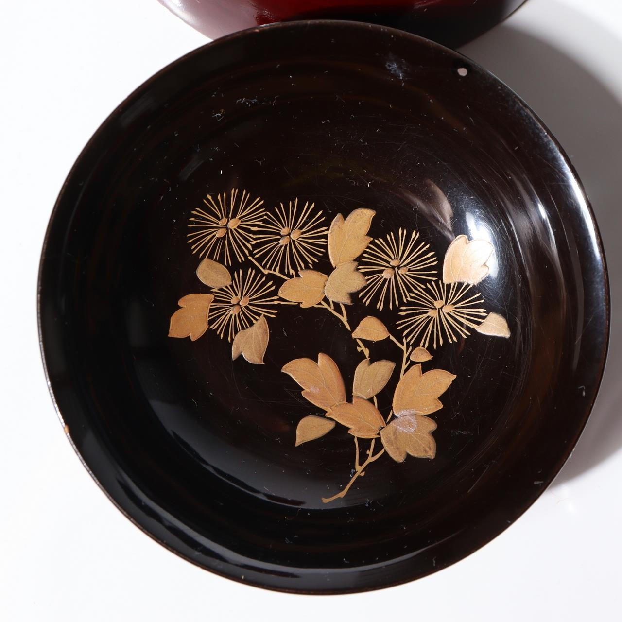 11-Piece Japanese Antique Urushi Lacquerware Set Gold Maki-e Chrysanthemum etc11