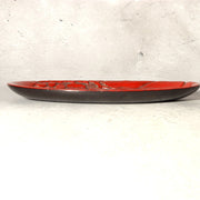 Japanese Vintage Carved Wood Lacquer Tray Tsuishu Red Grapes Design Small WO51214