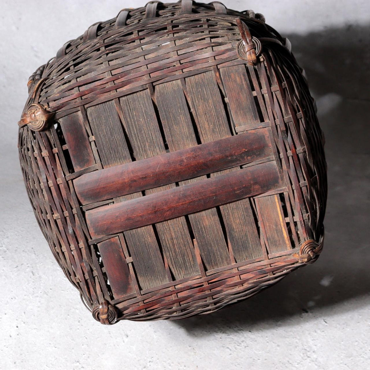 Vintage Japanese Bamboo Woven Flower Basket Ikebana Hanakago Handled4