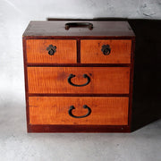 Showa Period Japanese Wooden Small Cabinet Tansu Figured Wood WO6332