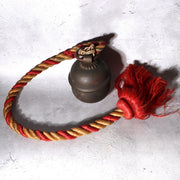 Japanese Vintage Shinto Suzu Bell with Braided Worship Rope Shrine Tassel 99cm9
