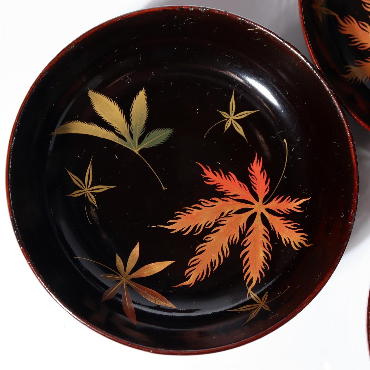 11-Piece Japanese Antique Urushi Lacquerware Set Gold Maki-e Chrysanthemum etc10