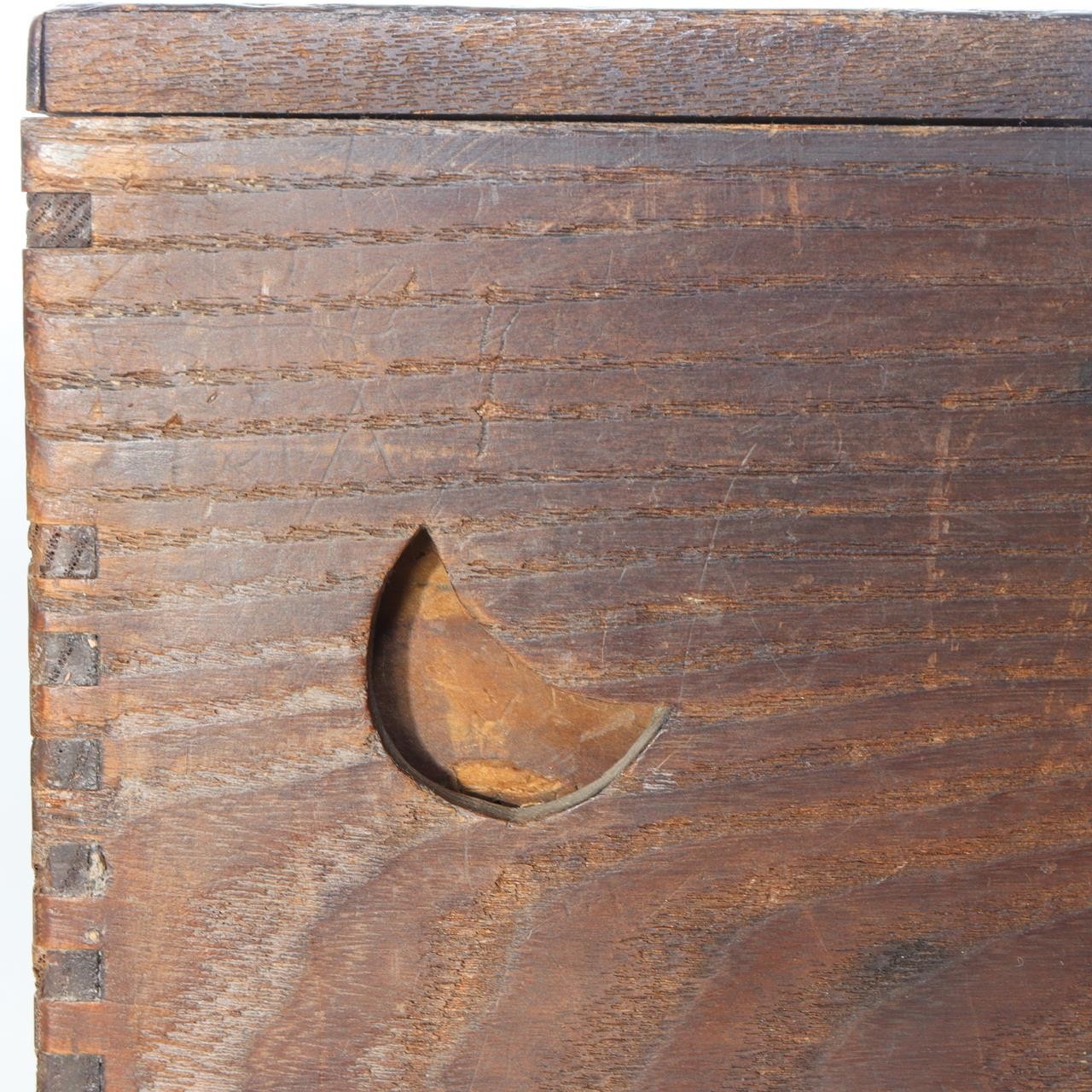 Antique Japanese Haribako Sewing Box Meiji Keyaki/Tamo Wood Brass Hardware Drawe5
