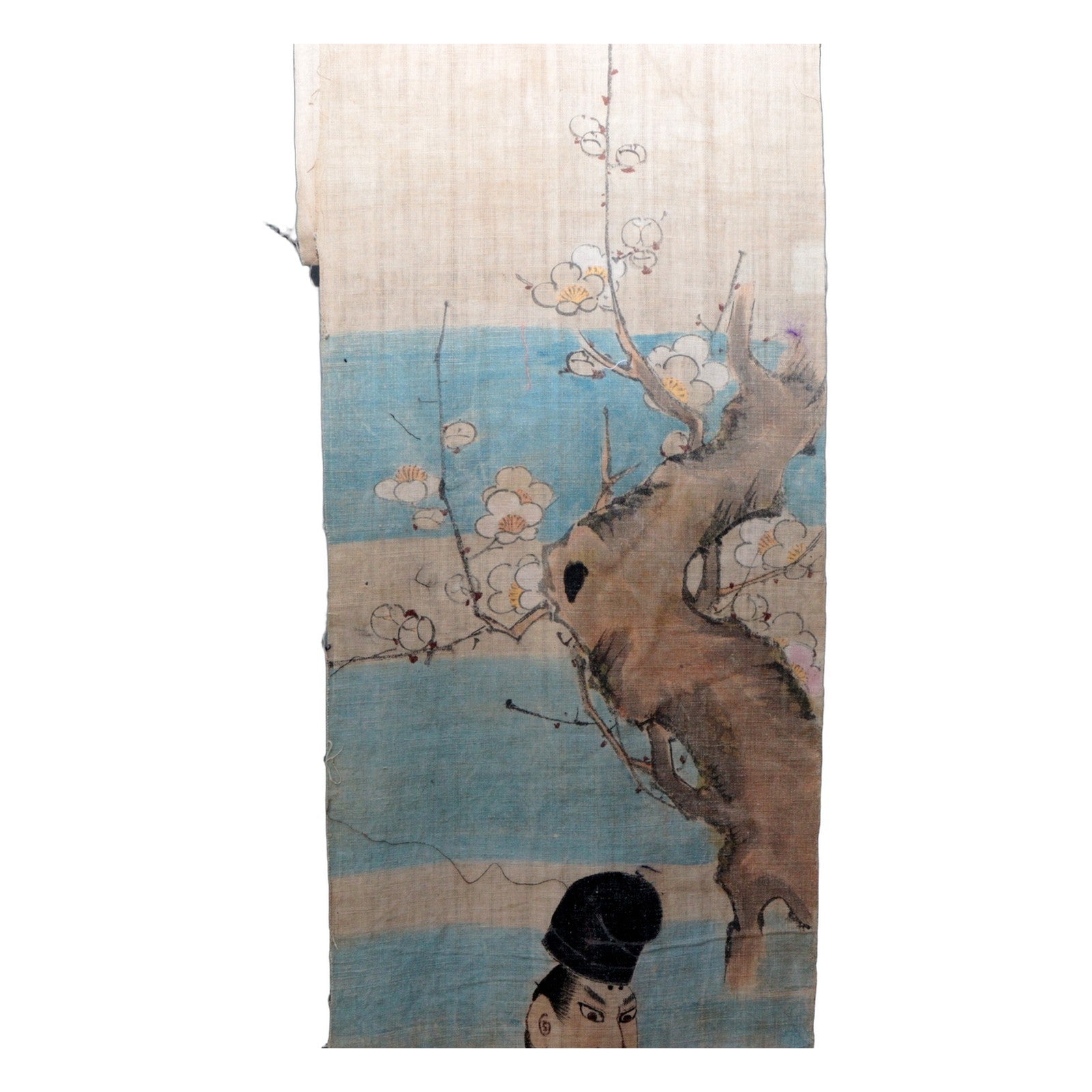 Late Edo Japanese Boro Nobori Flag Samurai Hand Painted Hemp BRKW17317