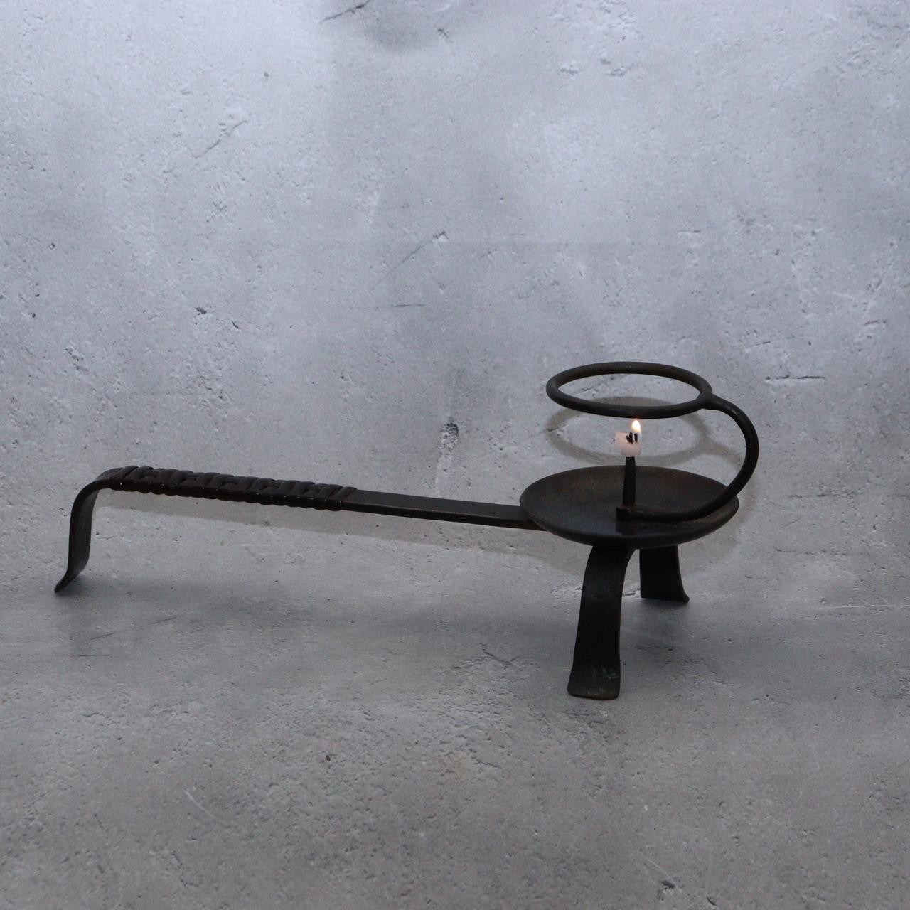 Masterpiece Hand-Forged Iron Candlestick Izumo Swordsmith Hiromitsu Signed Japan12