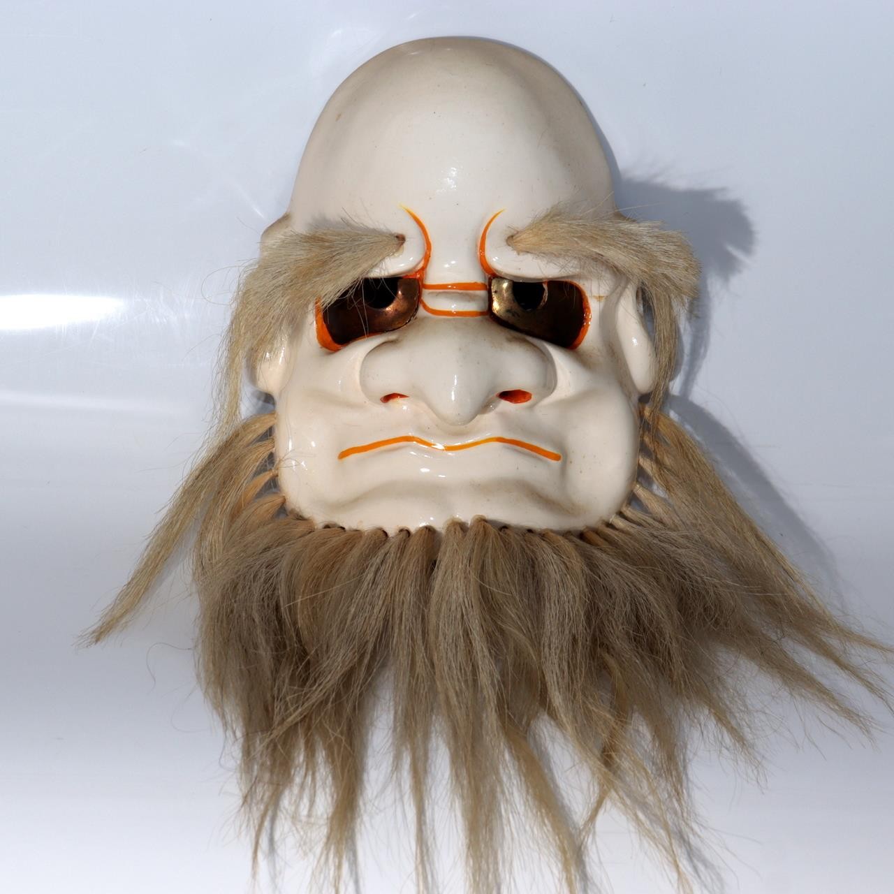 Japanese Vintage Wood Carved Bitchu Kagura Mask Signed Kosaku Tanabe MSK5410