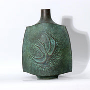 Japanese Takaoka Bronze Vase Mitsuru Obaka Relief Tomobako BV7671
