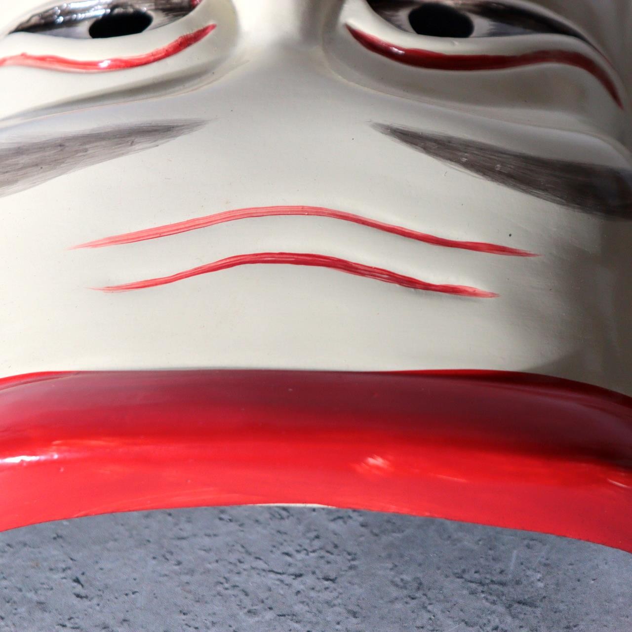 Japanese Carved Wooden Bitchu Kagura Mask Polychrome Tomobako MSK54815