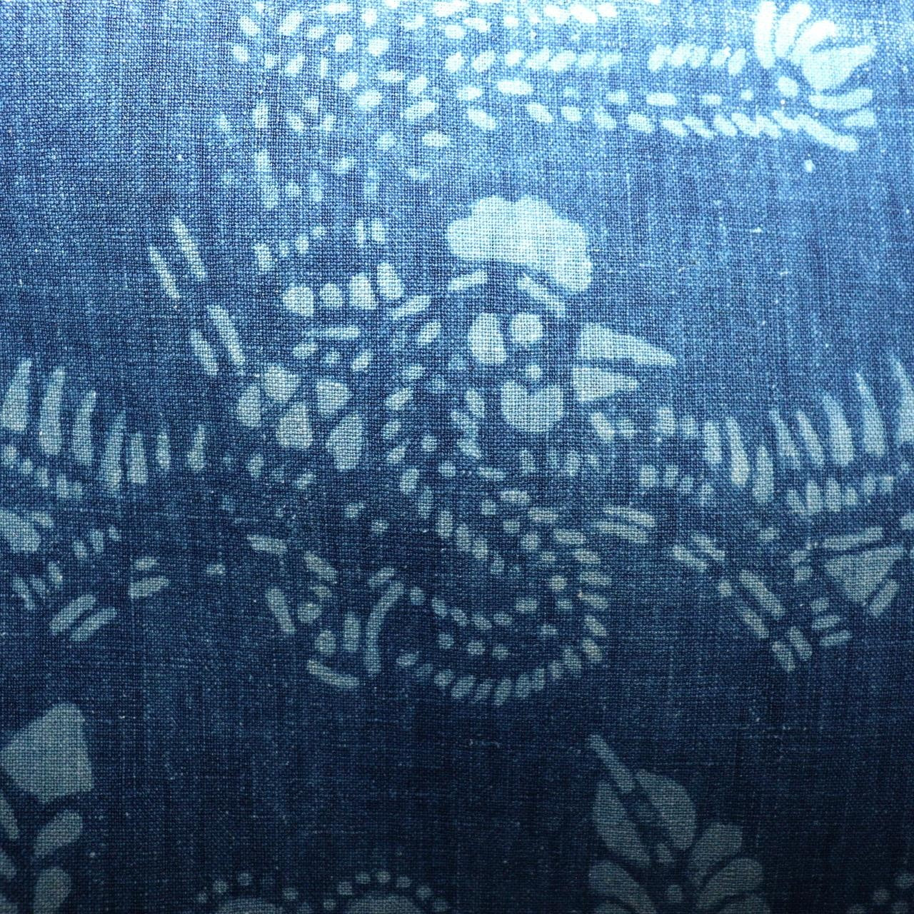 Antique Japanese Boro Indigo Cotton Cloth Katazome Phoenix Motif Futon Cover19