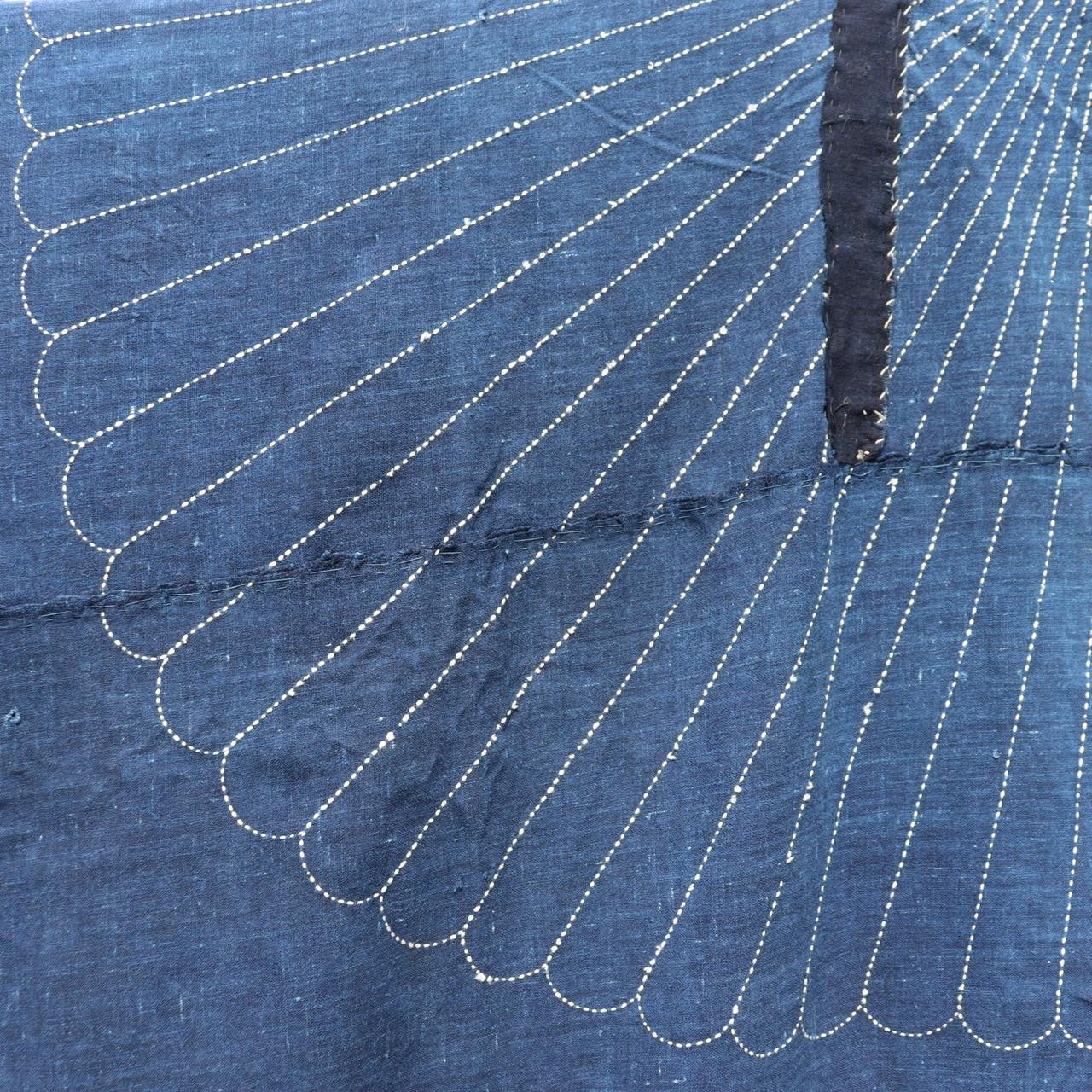 Antique Japanese Indigo Boro Sashiko Textile - Meiji / Taisho Era 155x142cm13