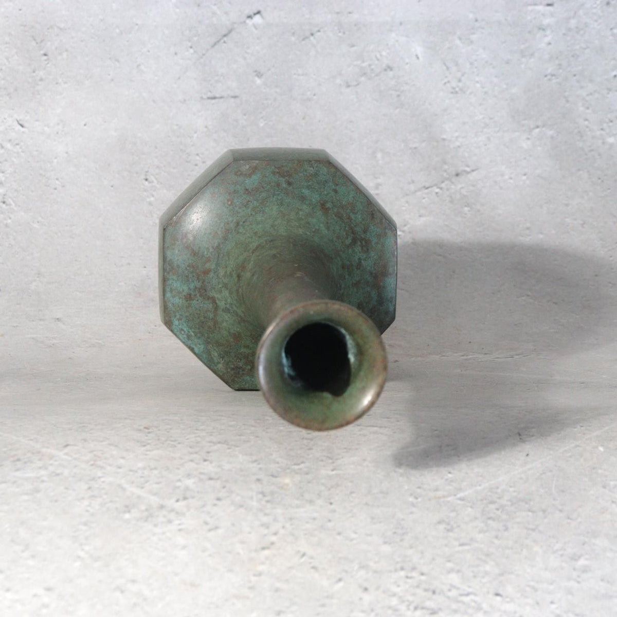 Japanese Shobido Kosan Cast Bronze Octagonal Vase Crane Neck Tomobako10