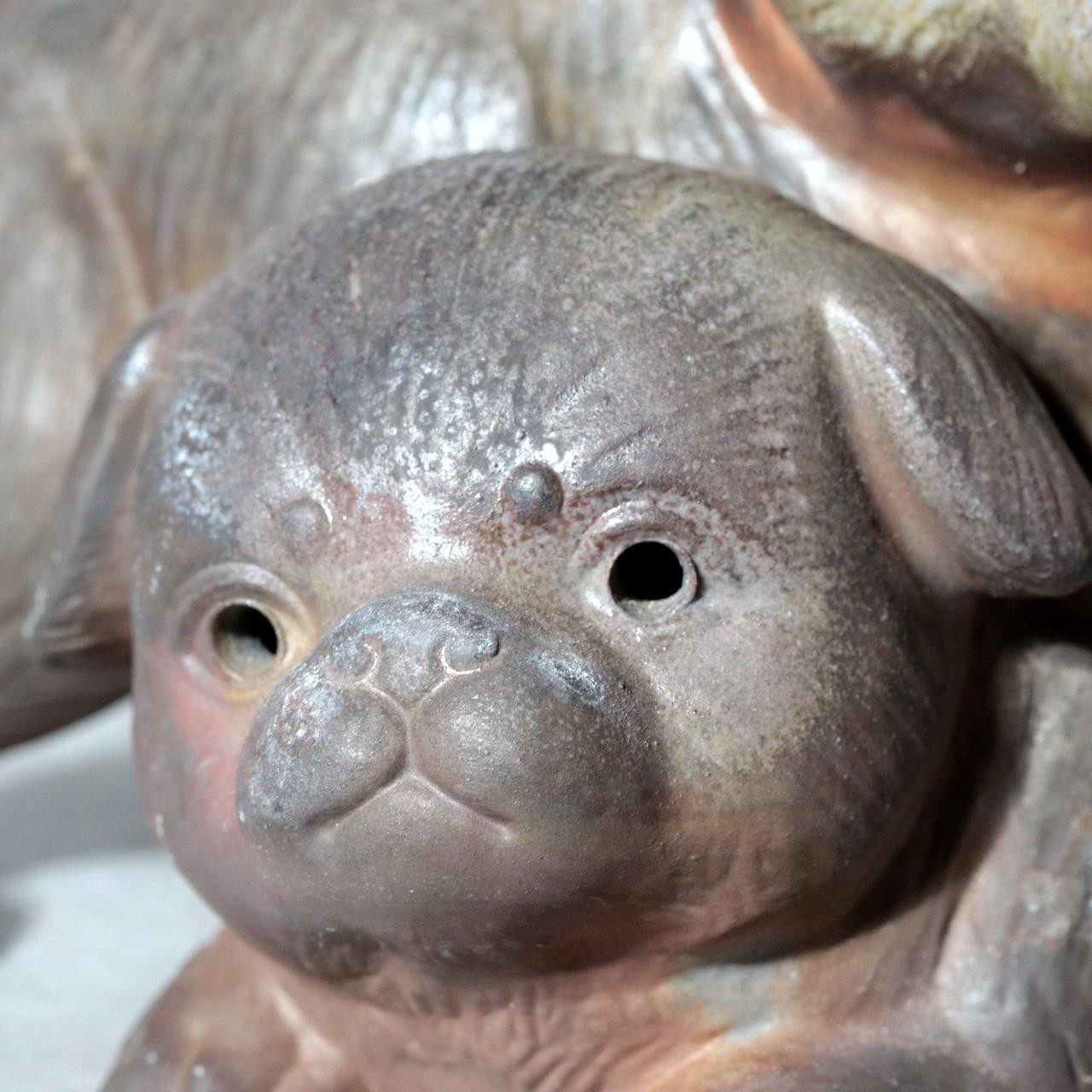 Japanese Bizen Ware Ceramic Dog Figurine Kimura Toho Toseien PCP30910