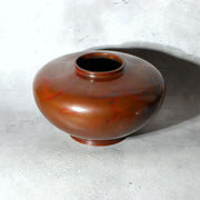 Japanese Hanshido Mottled Purple Bronze Vase Ikebana Vessel 23.5cm8