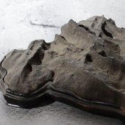 Japanese Suiseki Viewing Stone Mountain Landscape Shape with Wooden Daiza Base11