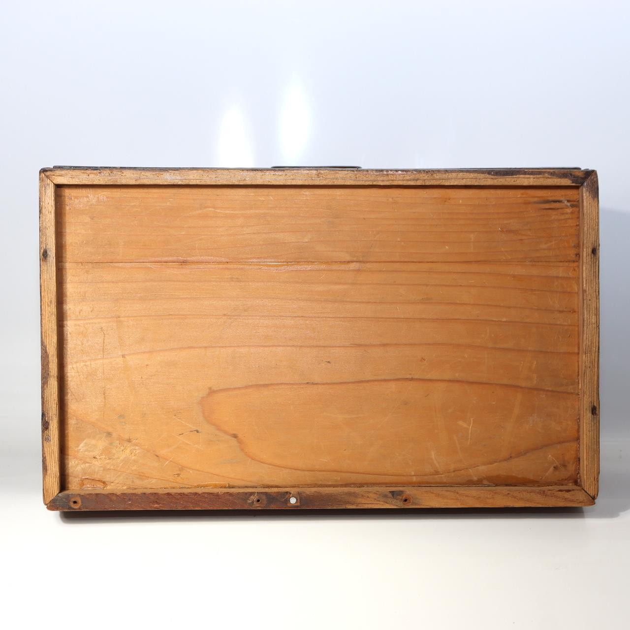 Antique Japanese Haribako Sewing Box Meiji Keyaki/Tamo Wood Brass Hardware Drawe6