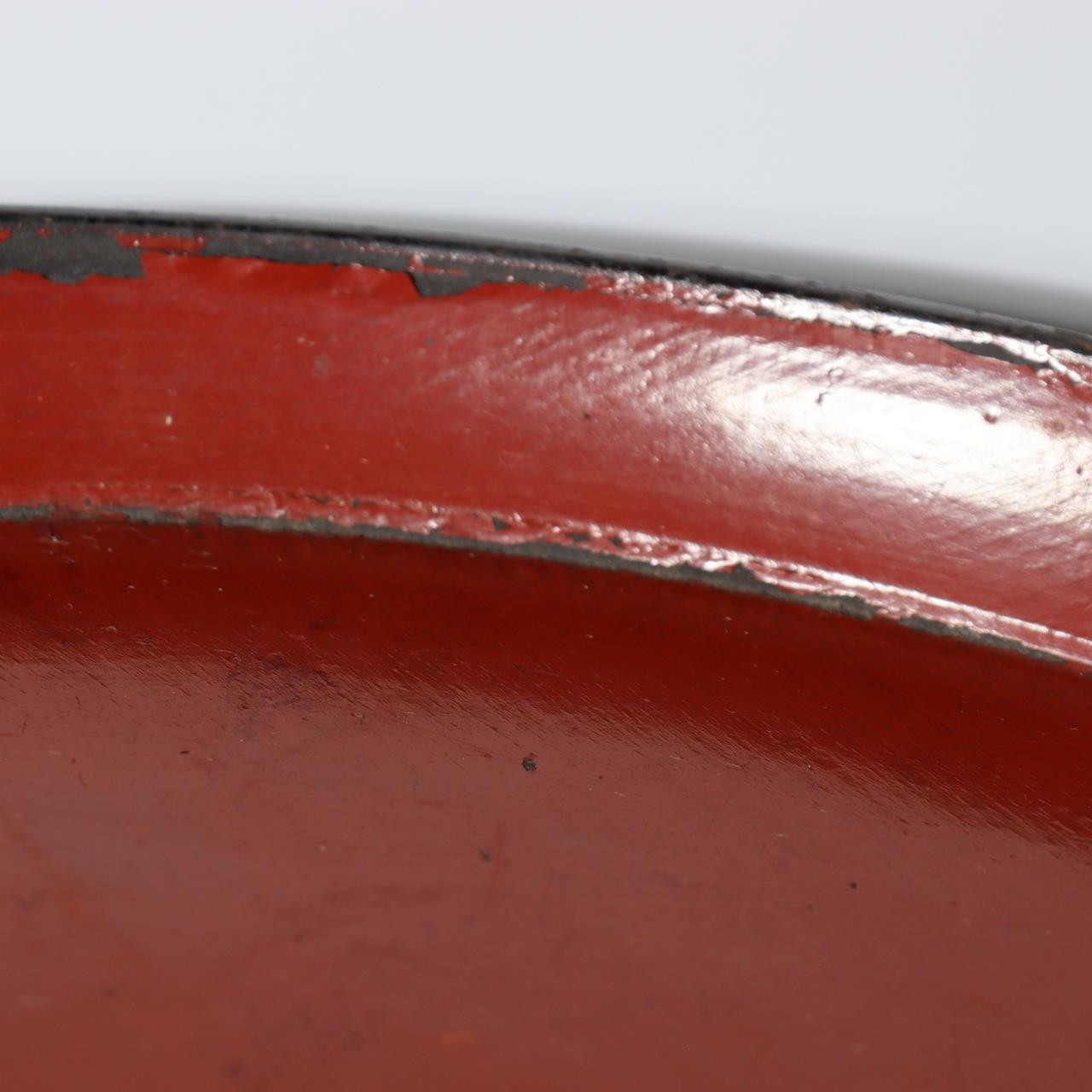 Antique Japanese Aizu Lacquer Round Oval Wooden Serving Tray Warped WO60810