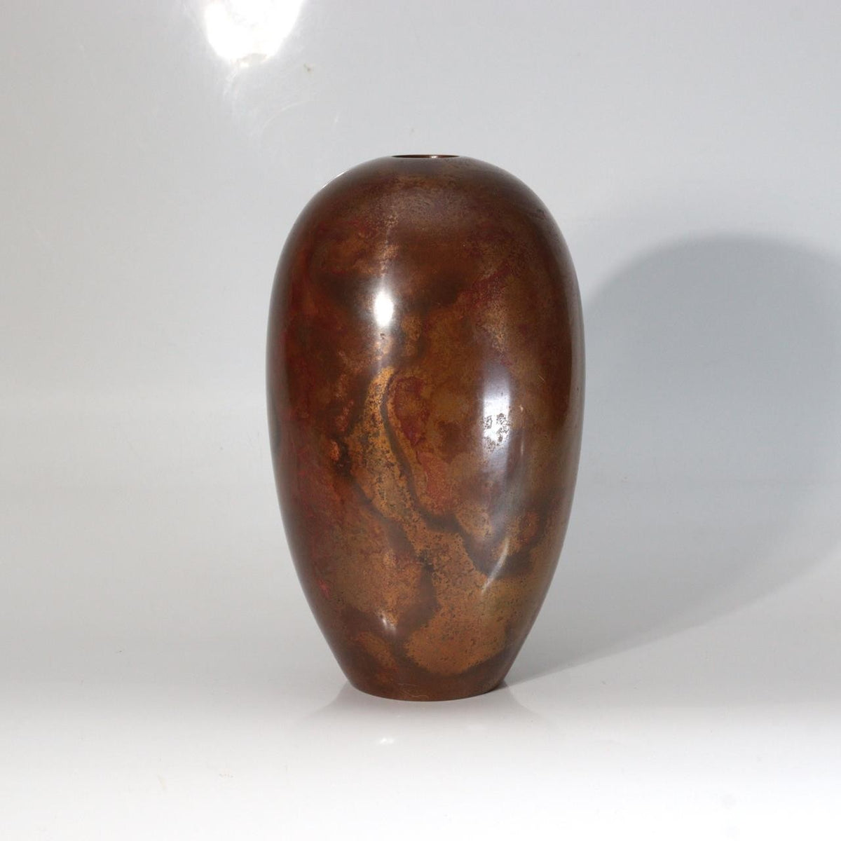 Vintage Japanese Copper Flower Vase Kabin Mottled Patina Signed BV7911