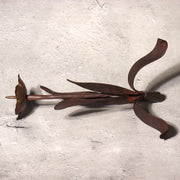 Japanese Antique Candle Stand Teshoku Iron Copper Narcissus Flower Rustic BV71711