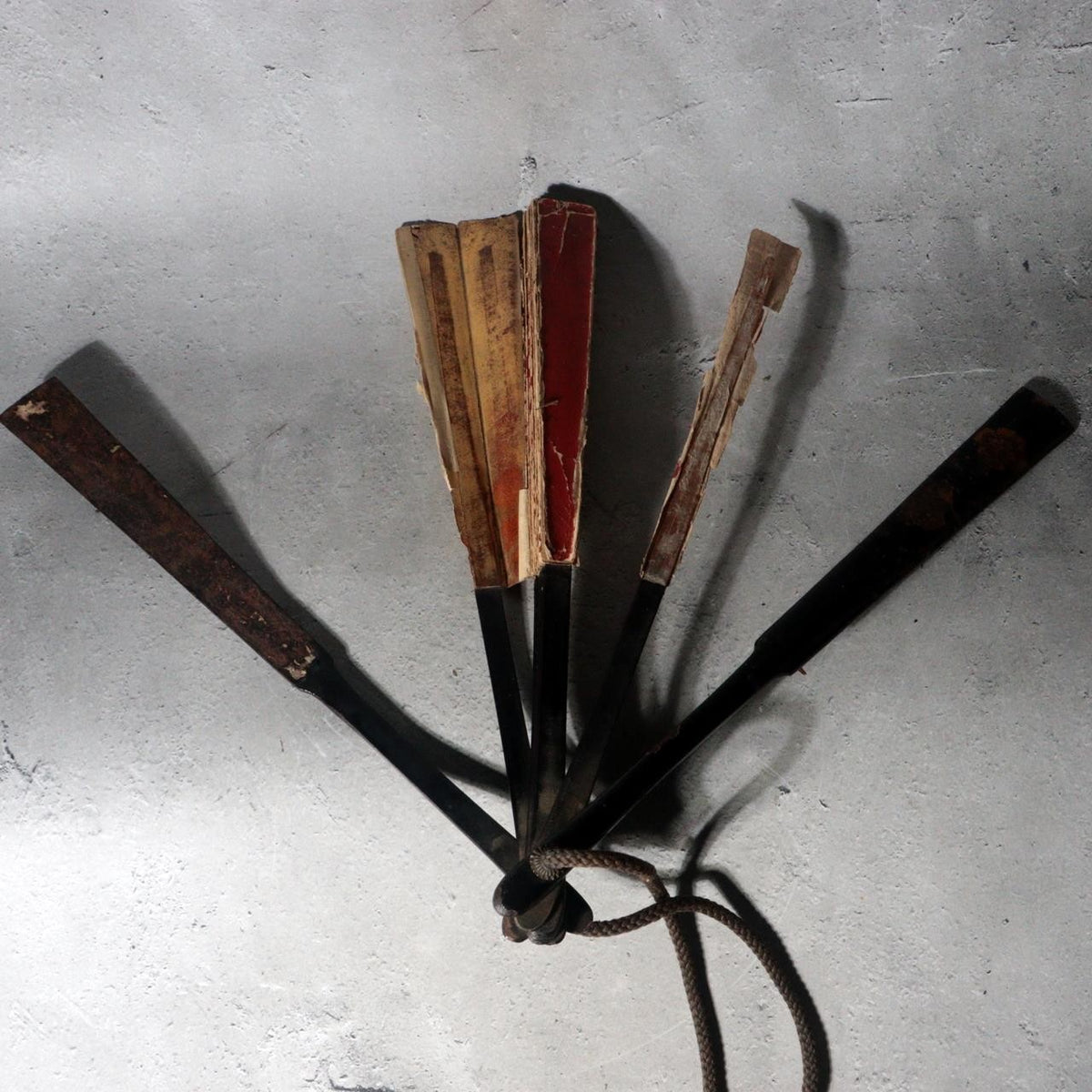 Antique Edo Japanese Iron Gunsen War Fan Big Dipper Sun Kamon Samurai BOSa775