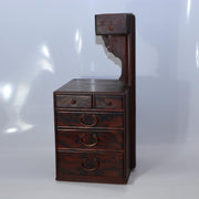 Vintage Japanese Haribako Wooden Sewing Chest with Yagura Tower Mingei Folk Art5