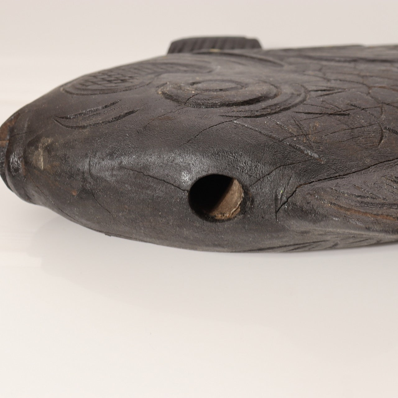 Japanese Wood Carved Tai Sea Bream Fish Jizaikagi Yokogi Hearth Hook WO5415