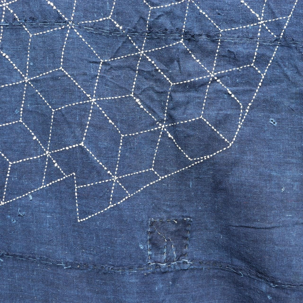 Antique Japanese Indigo Boro Sashiko Textile - Meiji / Taisho Era 155x142cm16