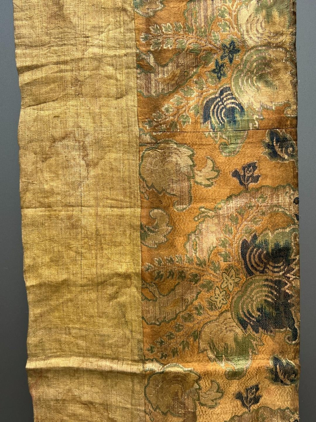 Antique 19th 20th C. Japanese Kinran Brocade Buddhist Textile Temple Banner Boro9