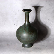 Takaoka Bronze Vase  Gousho Ancient Verdigris Patina Classic Trumpet Neck Japan2