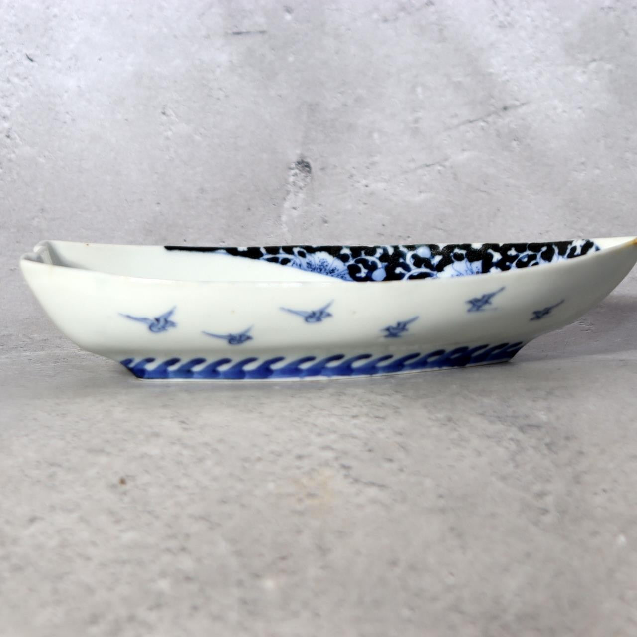 Antique Japanese Hirado Ware Porcelain Dish - Sometsuke Bakumatsu 17cm IP13513