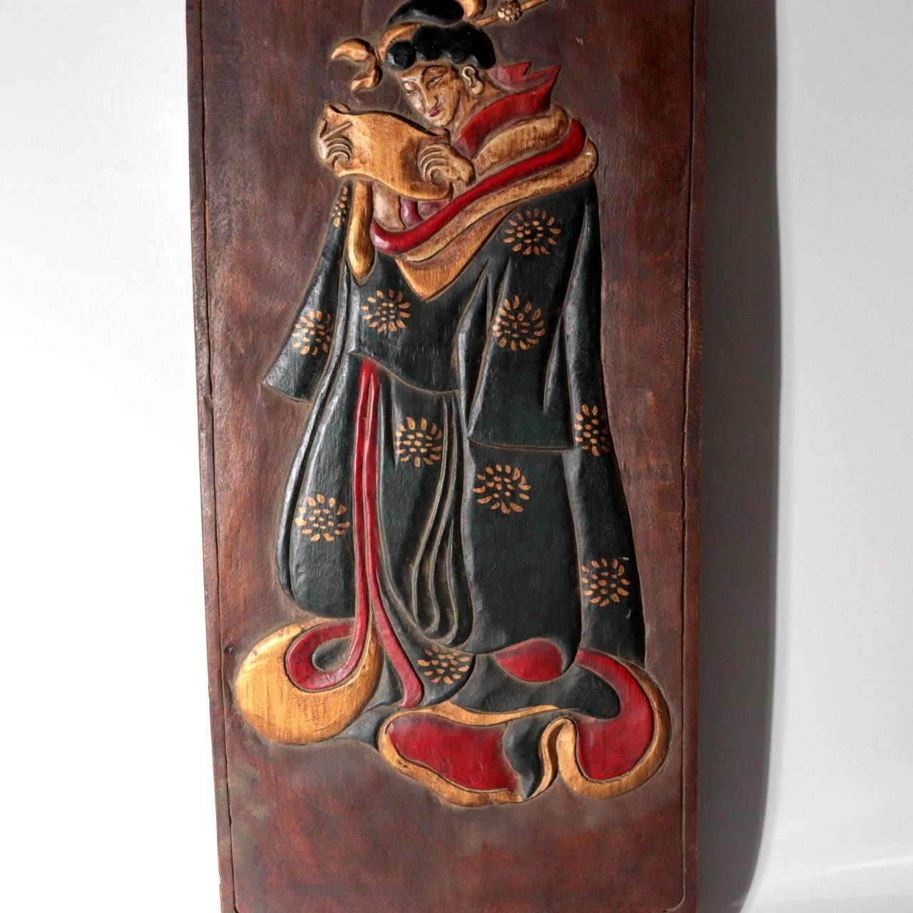 Japanese Carved Wooden Izakaya Signboard Oiran Courtesan Bar Pub WO6247