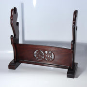 Japanese Wooden Katana Stand - Triple Rack 3-Tier - Tsuba Sukashi Openwork0