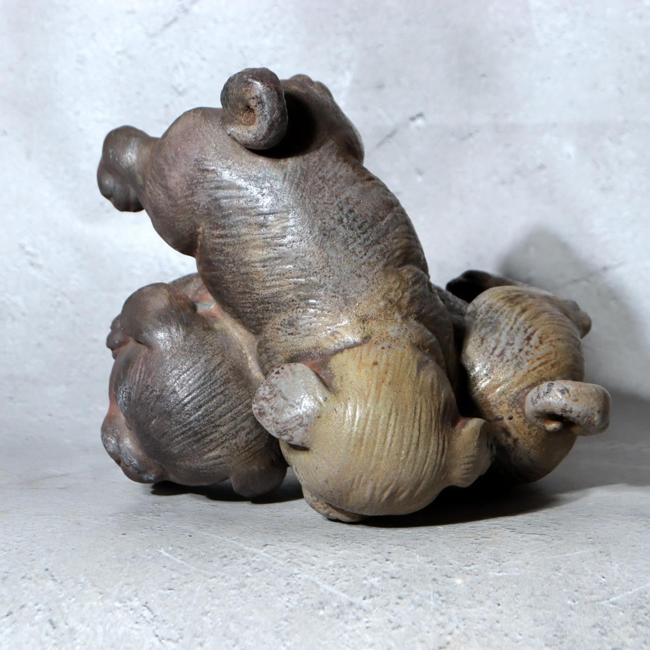 Japanese Bizen Ware Ceramic Dog Figurine Kimura Toho Toseien PCP3095