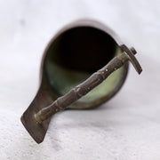 Japanese Vintage Cast Bronze Ikebana Vase - Bamboo Trunk Style with Handle BV74213