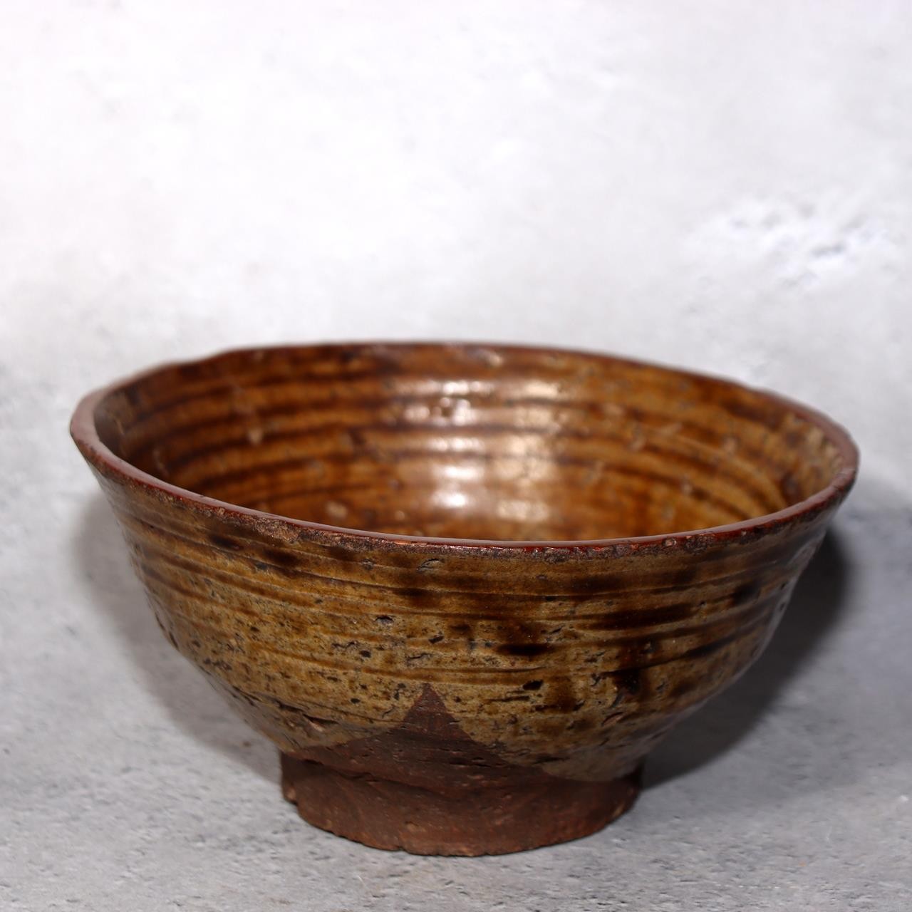 Antique Japanese Tanba Ware Tea Bowl Edo Period Wabi Sabi Mitate Chawan Amber0