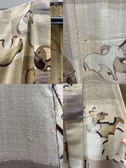 Vintage Japanese Yukata Kimono Animal Pattern Elephants Giraffes14