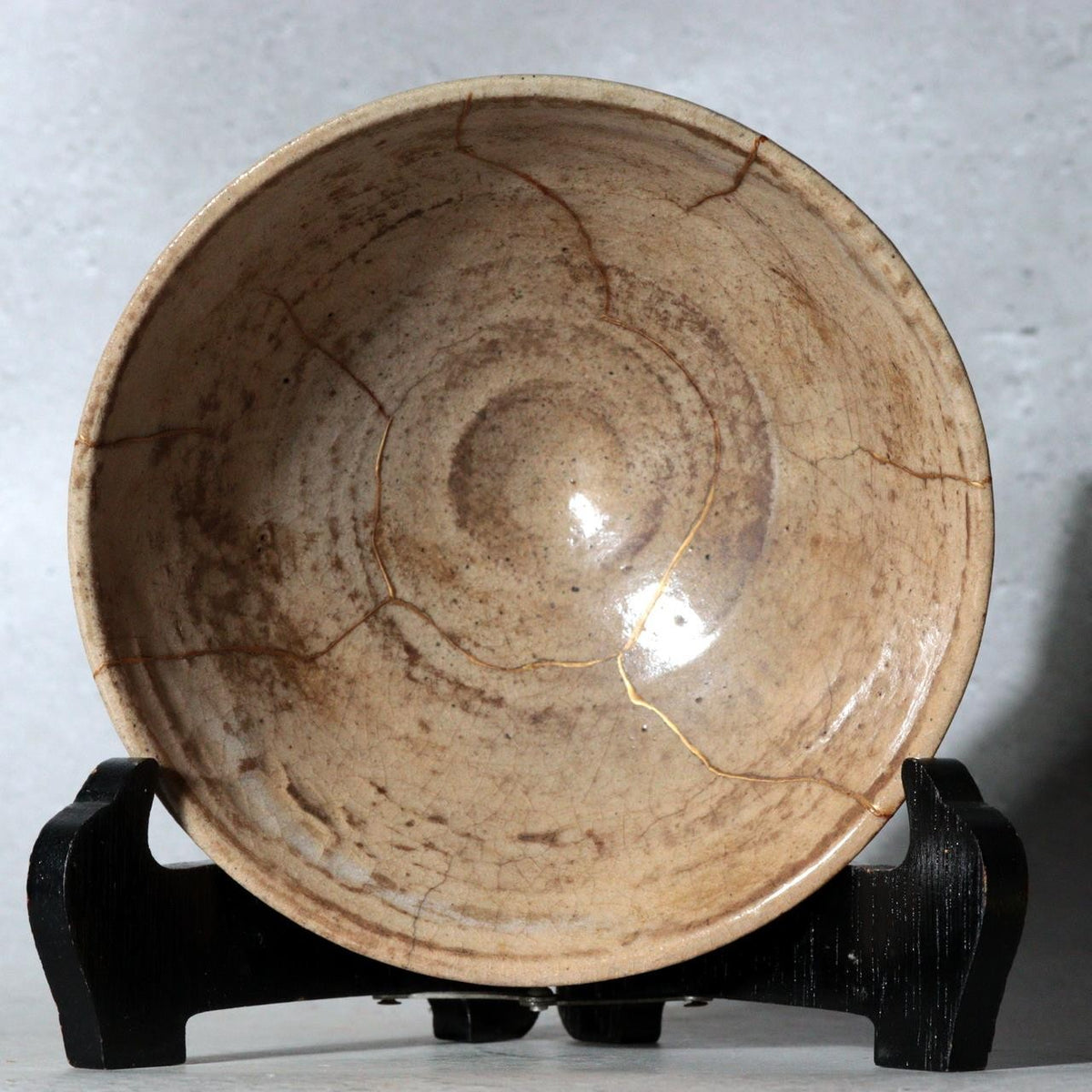 Antique Japanese E-Karatsu Chawan Tea Bowl Edo Period Kintsugi Repair Wooden Box6