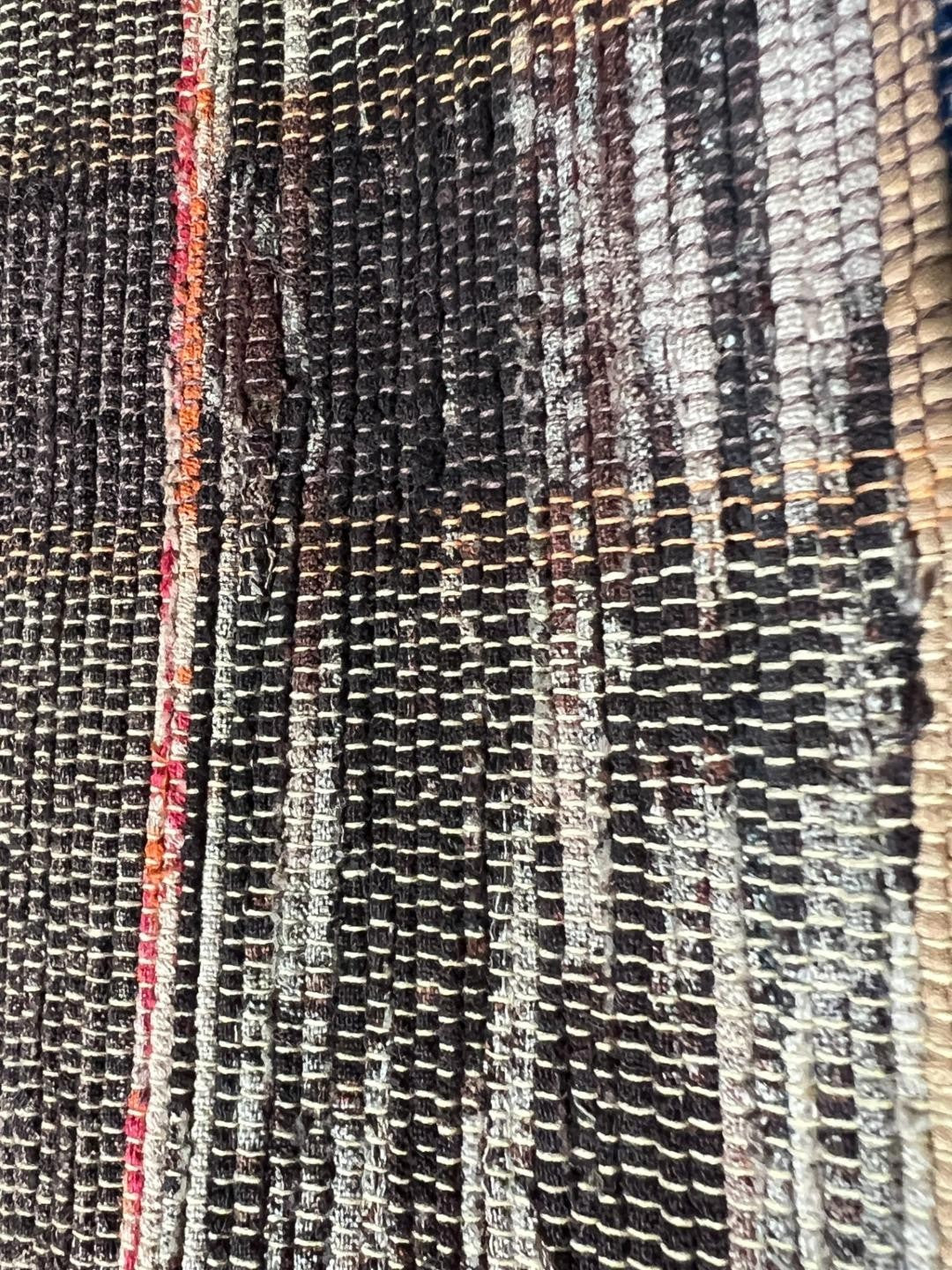 Vintage Japanese Sakiori Rag Weaving Kofu Textile Striped Rug BRKW19110